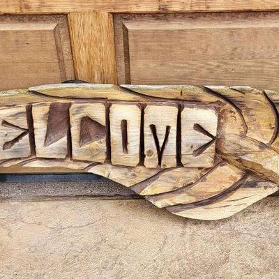 Hand Carved Welcome Sign