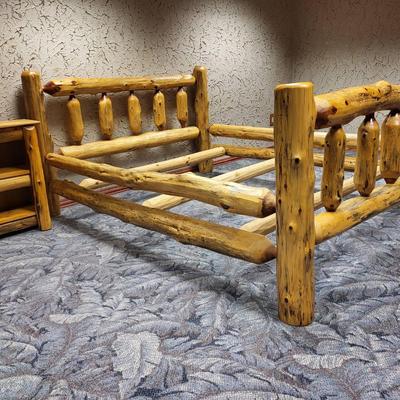 Rustic Log Bed and Night Stand