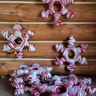 Rustic Candy Cane Snowflakes