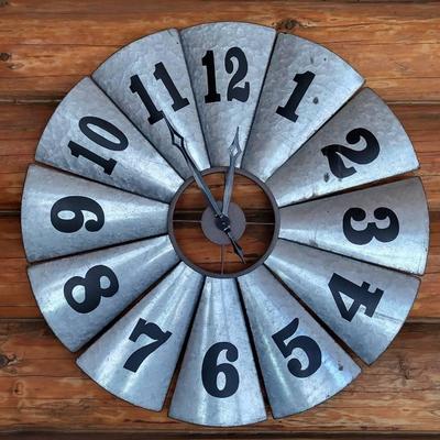 Galvanized Metal Windmill Clock
