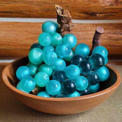Lucite Grapes in Primitive Dough Bowl