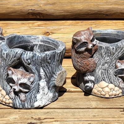 Raccoon Cement Planters