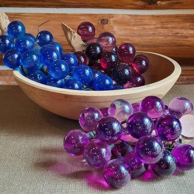 Lucite Grapes and Primitive Dough Bowl