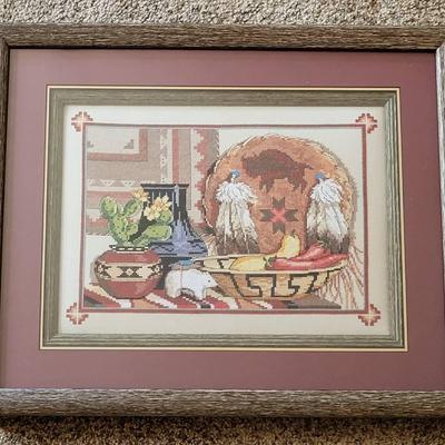 Native American Framed Cross Stitch 
