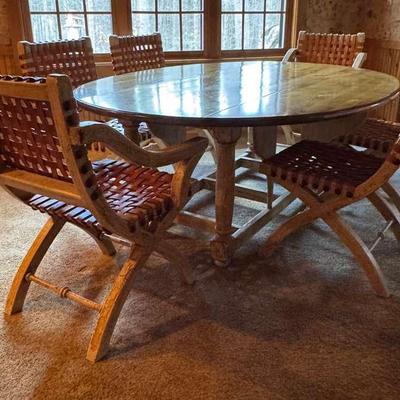 Lorts Rustic Distressed Drop Leaf Table and Chairs