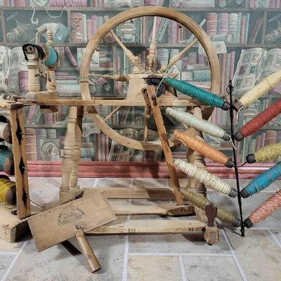 Spinning Wheel, Spool Holder, Wool Carder, and Lazy Kate