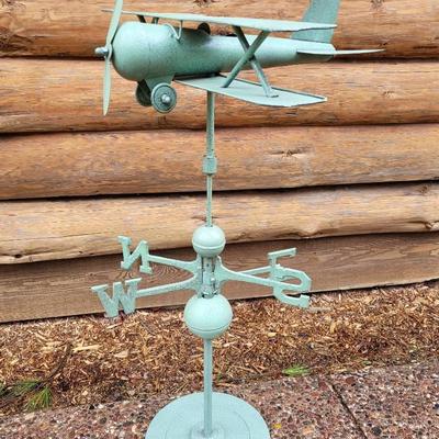 Metal Biplane Weathervane