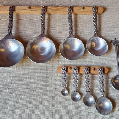 Tin Woodsmen Pewter Measuring Cups and Spoons
