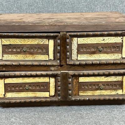 Vintage Wood Box With 3 Drawers
