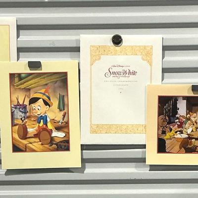 Snow White & The Seven Dwarfs  And Pinocchio  Disney Commemorative Lithographs 