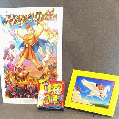 Hercules Poster, Commemorative Lithograph And Figurines 