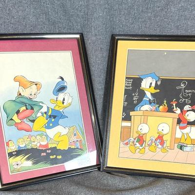 Framed Prints Of Donald Duck With The 7 Dwarfs & With Nephews Huey, Dewey & Louie