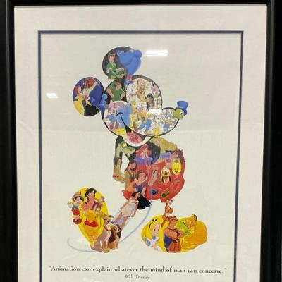 Framed Walt Disney 75 Years Poster Featuring Mickey Mouse And Many Other Characters
