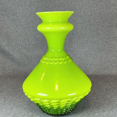 MCM Cased Glass Lime Green Art Glass Vase