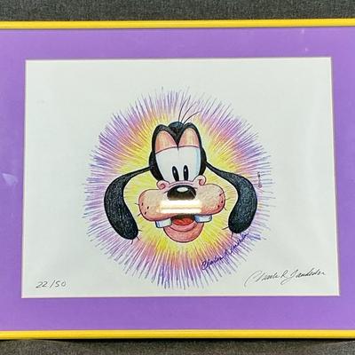 Disney’s Goofy Portrait In Colored Pencil By Charles Landholm Numbered 22/50