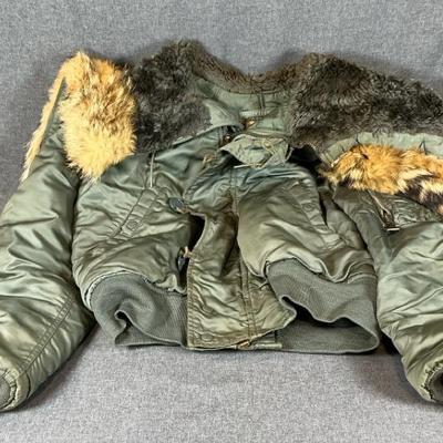 Vietnam War Era USAF Lancer Clothing Corporation Hooded Flying Jacket With Coyote Fur Size Medium