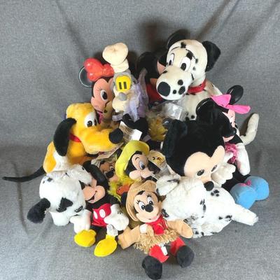 Assorted Disney Characters Plush Toys Including Dalmations, Mickey, Minnie And Goofy