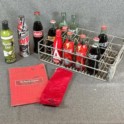 Coca-Cola Collectors Bottles And Metal Carrier