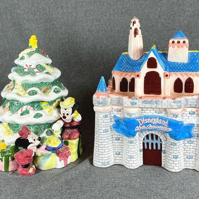 Disneyland 40th Anniversary Cookie Jar And Mickey Mouse And Friends Christmas Tree Cookie Jar