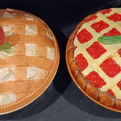 Vintage CIC China And Portugal Apple & Cherry Ceramic Pies