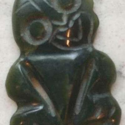 Jade Colored Tiki Stone Pendant 