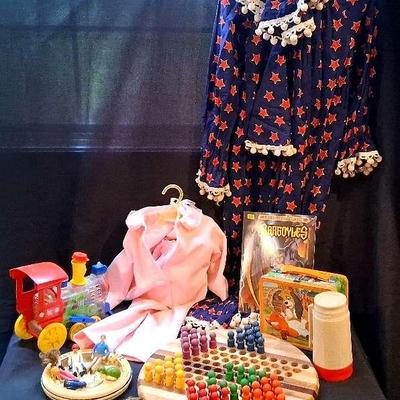 Vintage Homemade Child Clown Costume and Toys