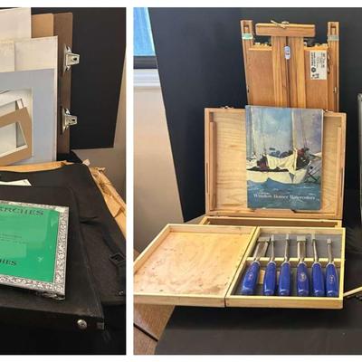 Vintage Art Supplies Including Marbles Vintage Chisels, Sigo Portfolios And More