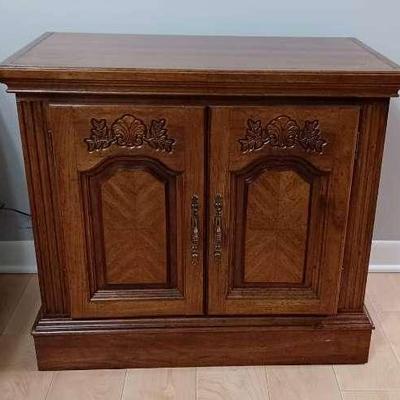 Vintage French/Country 2-Door Wooden Nightstand 