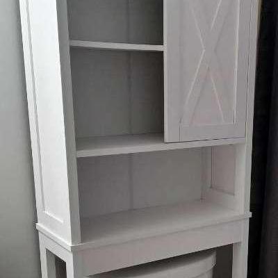 Over The Commode Storage Cabinet with Sliding Door