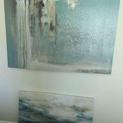 "Fragmented Fields" By Terri Burris & "Amanti Art Ocean Breeze I" By Aimee Wilson