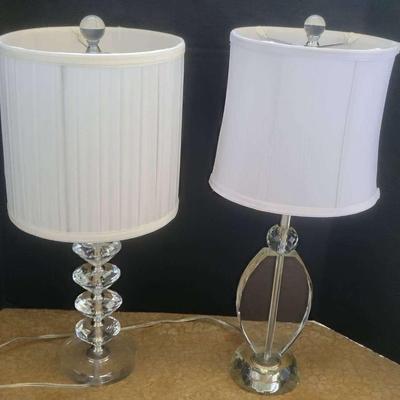 Two Unique Heavy Cut Glass Lamps