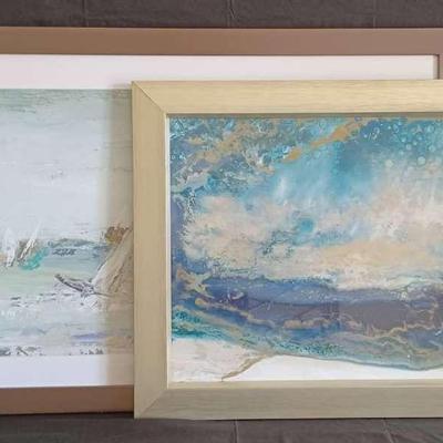 Patricia Pinto Matted & Framed "Watercolor Boats On Water" 