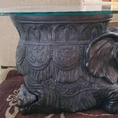 Elephant Side Table With Glass Top