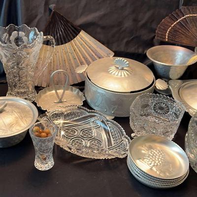 Hammered Aluminum & Cut Glass 