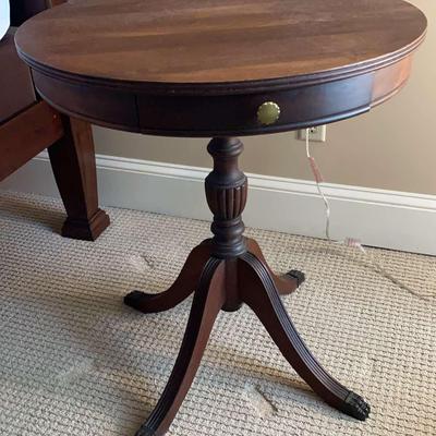 Vintage Round Wooden Table With Claw Feet