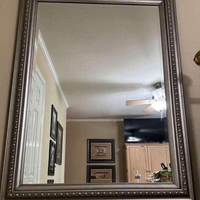 Large Framed Beveled Wall Mirror
