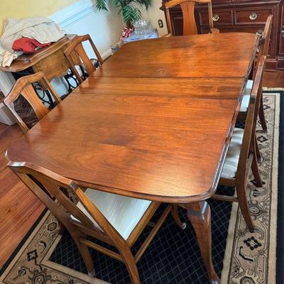 Early 1900s Wooden Dining Table With Six Chairs