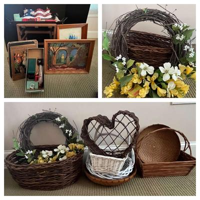 Vintage Dollhouse Furniture, Baskets, Art & More