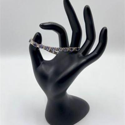 Sterling Silver Blue Sapphire Tennis Bracelet .jpg