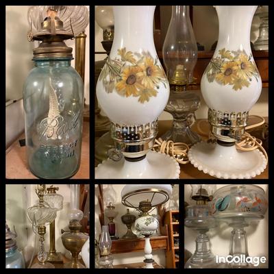 Collection Of Oil & Electric Vintage Lamps