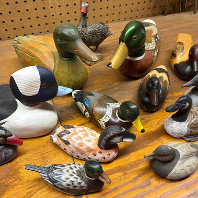 Collection Of Hand Carved & Painted Duck Decoys