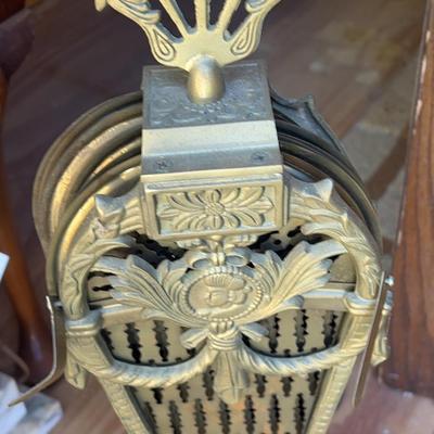 Vintage Brass Peacock Fan Fireplace Screen 