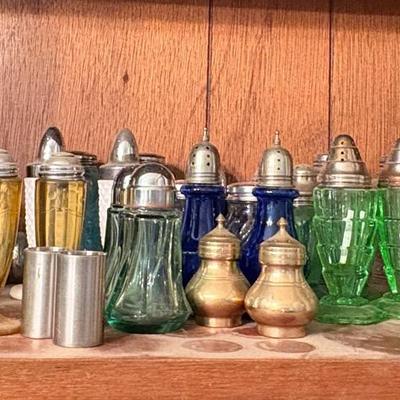 One Shelf Of Vintage Salt/Pepper Shakers #1