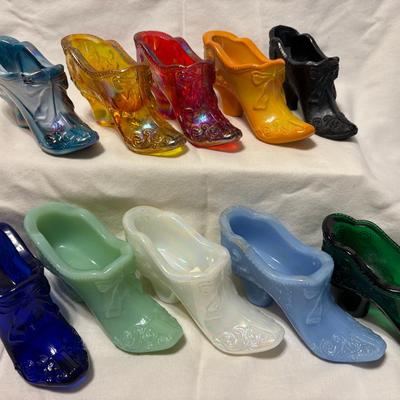 Colored Glass Slippers With Bow