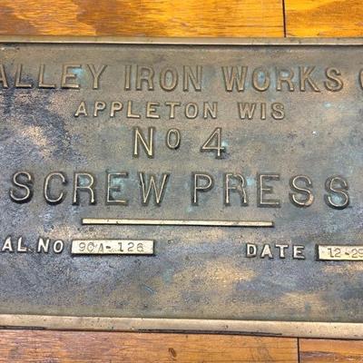 Vintage Valley Iron Works Co No. 4 Screw Press