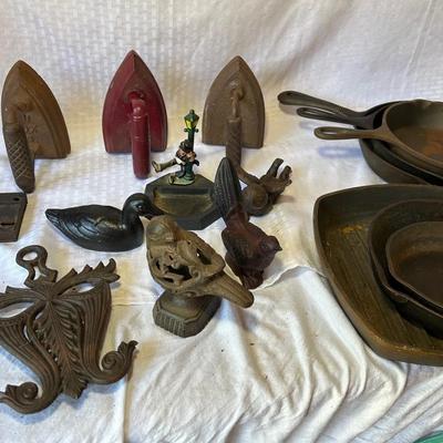 Cast Iron Decor, Pans, Irons, Vintage Door Hardware- More 