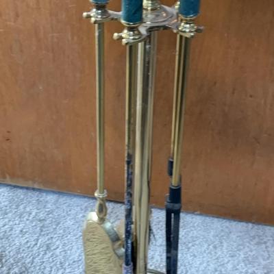 Marble And Brass Fireplace Tool Set 