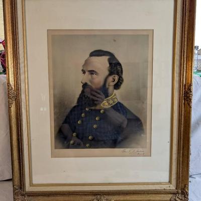 Antique Hand Colored Engraving Of General Stonewall Jackson 