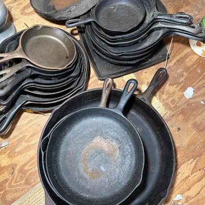 Large Lot Of Cast Iron Pans 