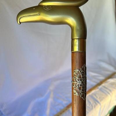 Brass Eagle Handle Walking Cane 